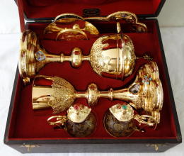 French antique solid silver gilt Gothic Chapel Set